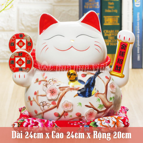 Mèo thần tài hoa đào