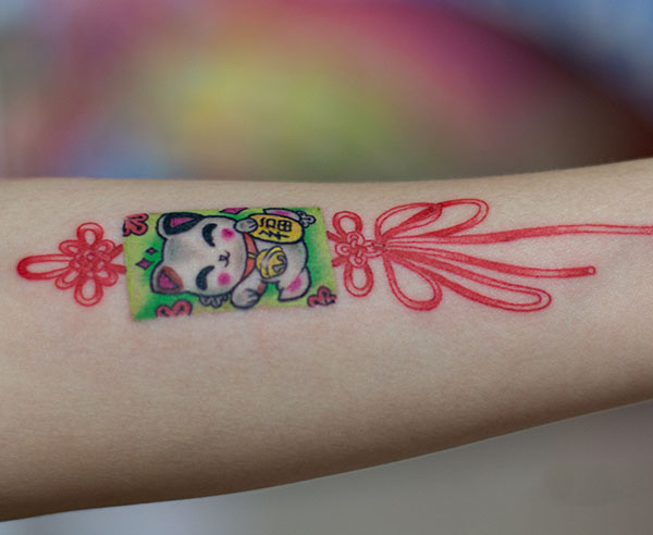 Mèo thần tài tattoo nghệ thuật mẫu 1