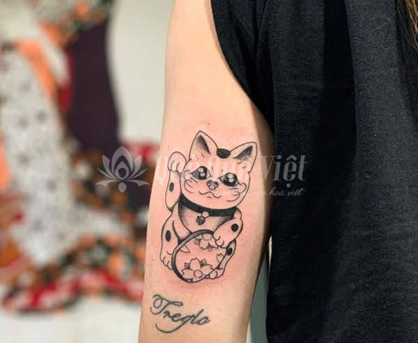 Mèo thần tài tattoo xăm nghệ thuật độc nhất vô nhị