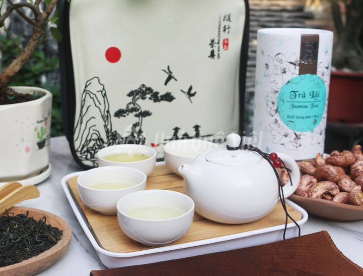 Bộ Ấm Chén Trà Gốm Sứ Có Túi Sách, Màu Trắng, 1 Ấm 4 Chén Kèm Khay
