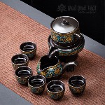 Bộ Ấm Chén Pha Trà Gốm Sứ  Hình Cối Xay Bao Gồm 2 Ấm 6 Chén