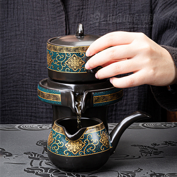 Bộ Ấm Chén Pha Trà Gốm Sứ  Hình Cối Xay Bao Gồm 2 Ấm 6 Chén