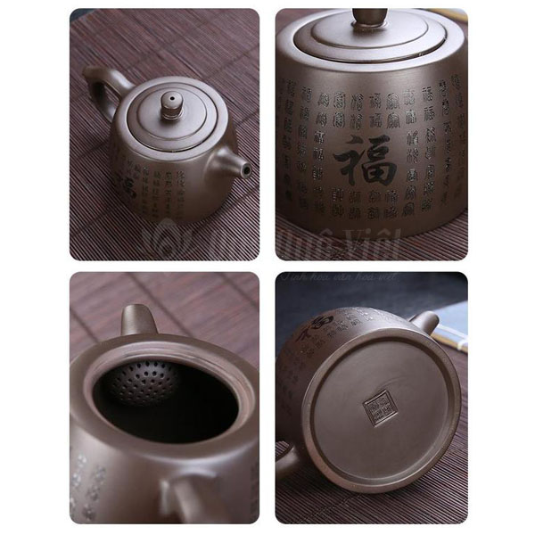 Bộ Ấm Trà Gốm Sứ Cao Cấp 2 Ấm 6 Chén Kèm Khay Trà Full Box