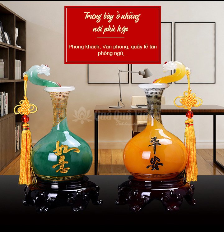 Bình Tài Lộc Phong Thủy Kèm Gậy Như Ý Mang Đến Tài Lọc và Bình An Cho Gia Chủ