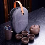 Bộ Ấm Trà Du Lịch Zisha Cầm Tay 1 Ấm 4 Chén Kèm Hủ Chứa Trà Tím Gốm Sứ