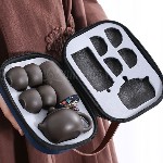 Bộ Ấm Trà Du Lịch Zisha Cầm Tay 1 Ấm 4 Chén Kèm Hủ Chứa Trà Tím Gốm Sứ