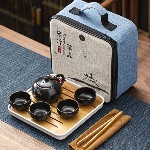 Bộ Ấm Trà Du Lịch Ngoài Trời Gốm Sứ 1 Ấm 4 Chén Xanh Ngọc