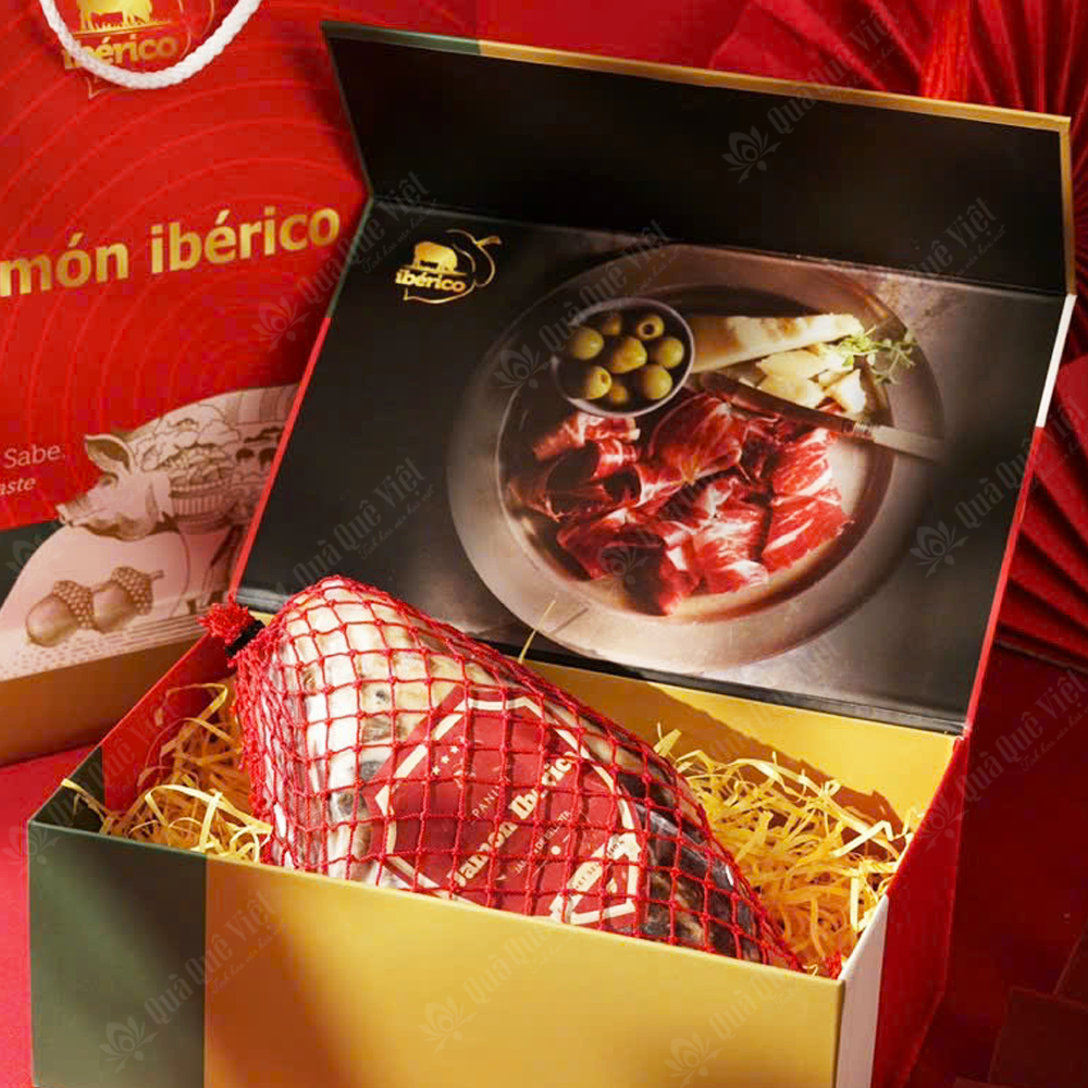 Hộp quà Đùi Heo Muối Iberico Bellota, Đùi sau không xương 36 tháng (1KG) Deraza
