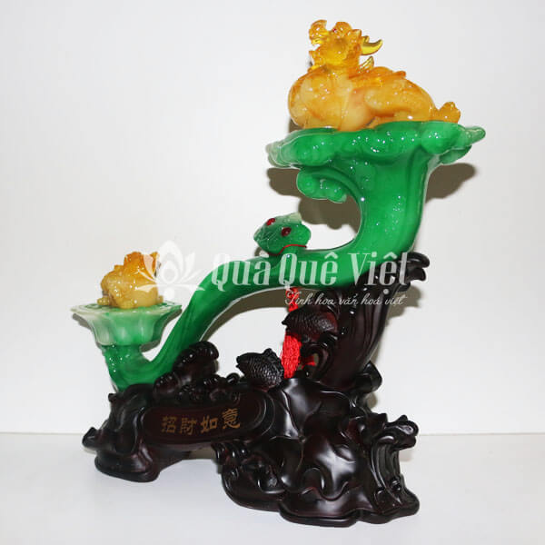 Gậy Như Ý Phong Thủy Xanh Ngọc Cổng Thiềm Thừ Và Tỳ Hưu