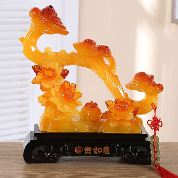 Gậy Như Ý Phong Thủy Đế Sen và Thiềm Thừ Sắc Vàng Đỏ