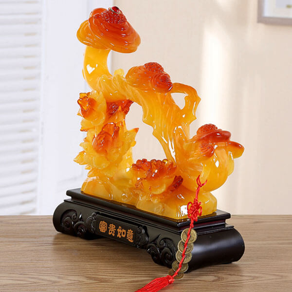 Gậy Như Ý Phong Thủy Đế Sen và Thiềm Thừ Sắc Vàng Đỏ