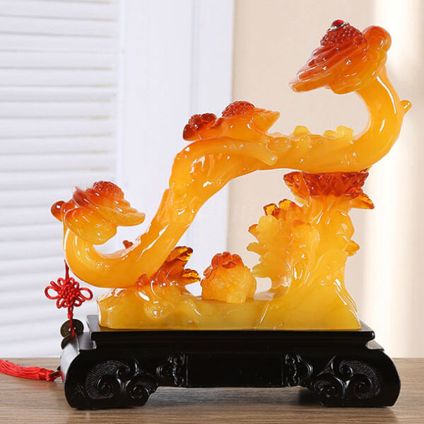 Gậy Như Ý Phong Thủy Đế Sen và Thiềm Thừ Sắc Vàng Đỏ