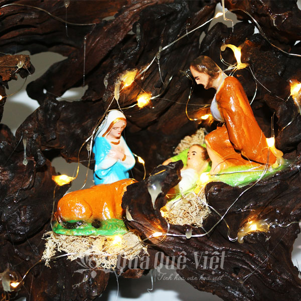 Hang Đá Giáng Sinh Mini Độc Đáo, Chế Tác Từ Gỗ Tự Nhiên