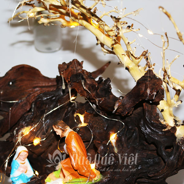 Hang Đá Giáng Sinh Mini Độc Đáo, Chế Tác Từ Gỗ Tự Nhiên