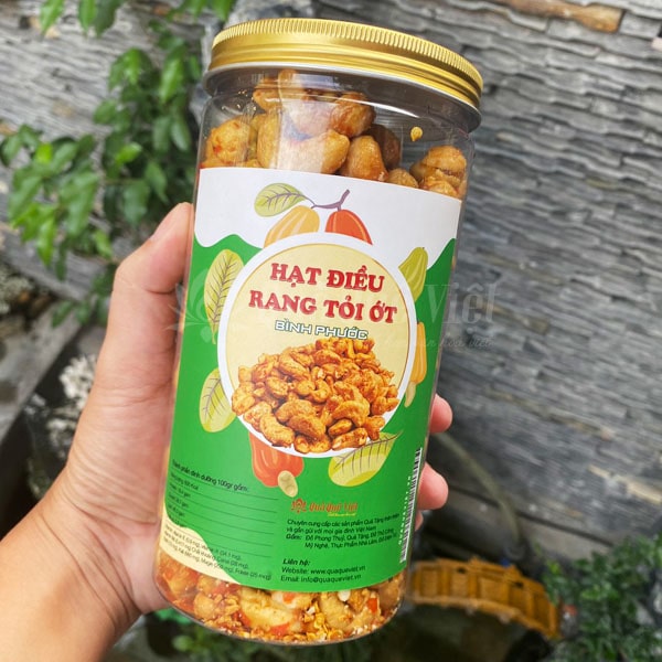 Hạt Điều Rang Tỏi Ớt Hủ 500gr, Loại 1 Nhập Từ Bình Phước