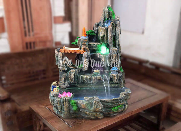 Hòn Non Bộ Mini Đẹp,  Tiểu Cảnh Non Bộ Có Thác Nước Chậu Nuôi Cá Cảnh