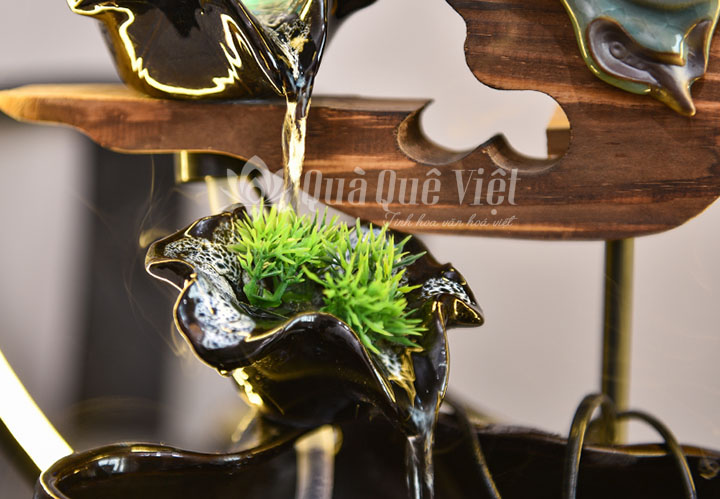 Hòn Non Bộ Mini Phong Thủy Có Thác Nước, Máy Phun Sương Tạo Khói, Thác Trầm Hương và Vòng Đèn Led