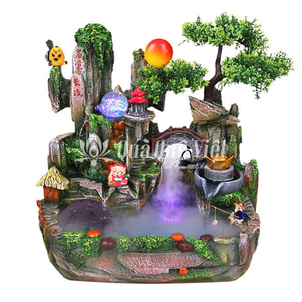 Hòn Non Bộ Mini Nuôi Cá, Có Đài Phun Nước Bonsai Cây Cảnh Trang Trí