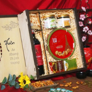 Quà Tết Cho Doanh Nghiệp 2026, Mẫu Hộp Gỗ 5 Món Xuân An Khang Thịnh Vượng