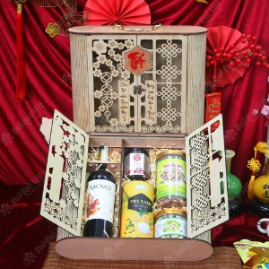 Hộp Quà Tết Cao Cấp - Hộp Gỗ Sét Quà 5 Món
