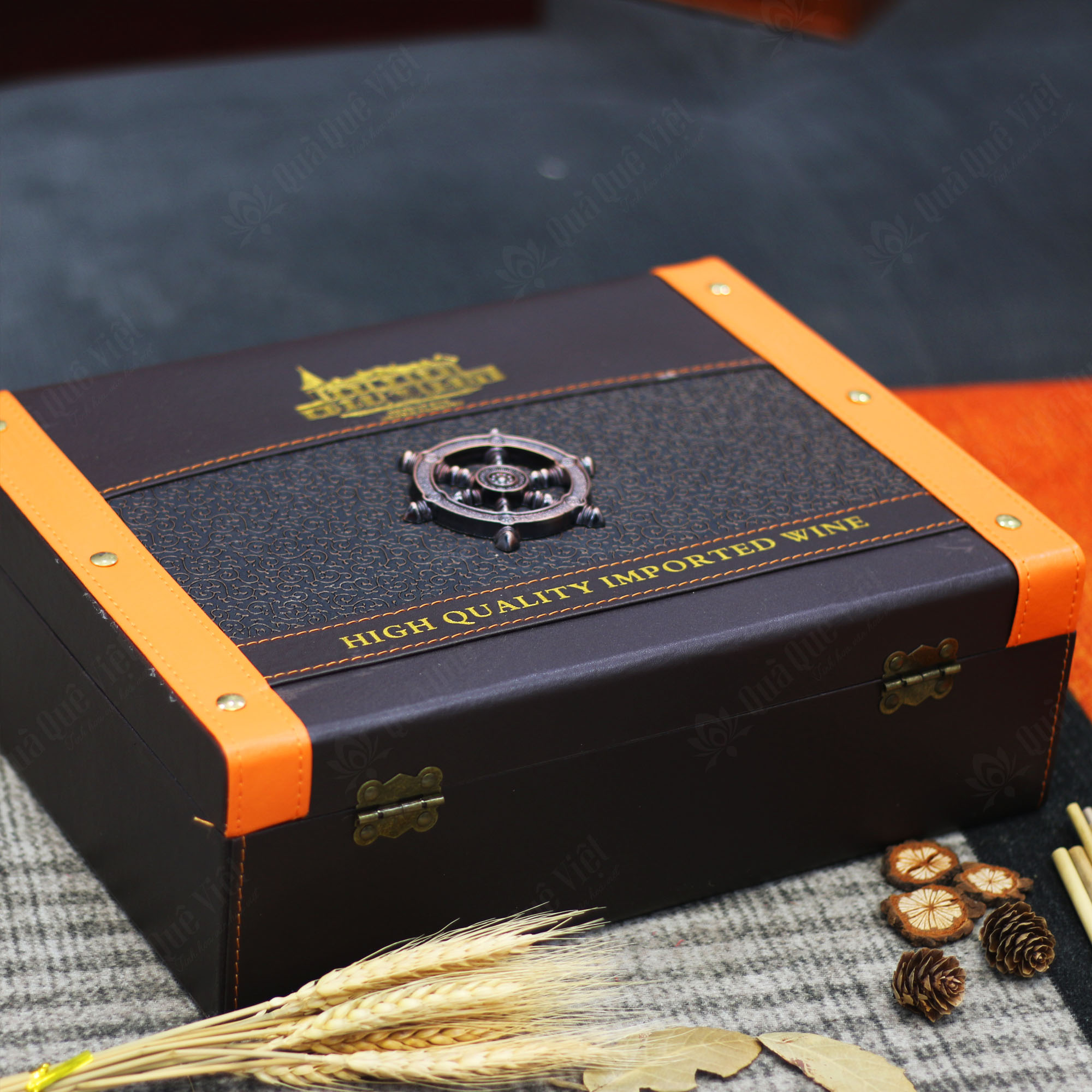 Hộp Quà Tết Nhập Khẩu, Mẫu Hộp Da Cao Cấp - Q1653