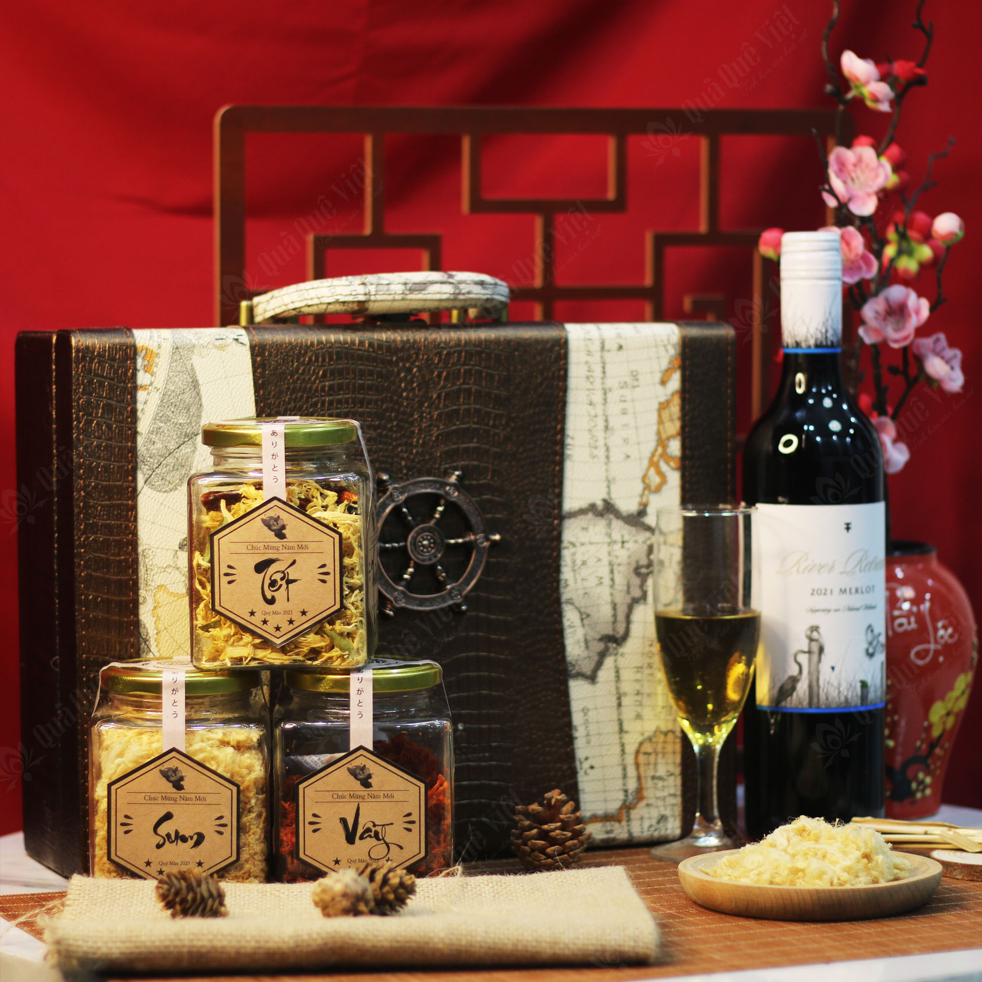 Hộp Quà Tết Cao Cấp Tết Sum Vầy, Mẫu Hộp Da - Q1665