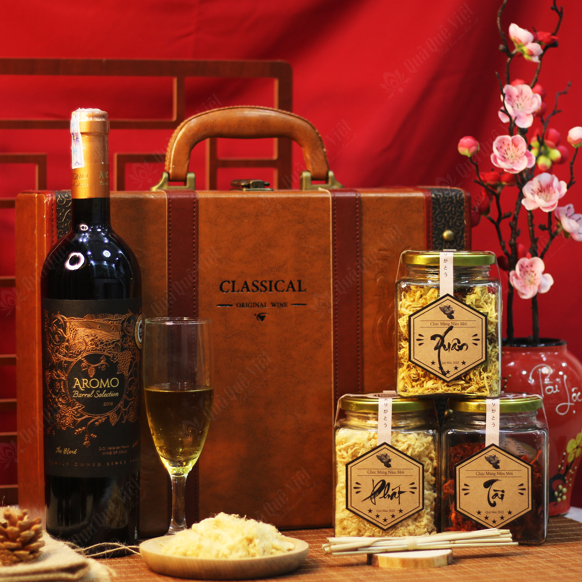 Hộp Quà Tết Da Cao Cấp Xuân Phát Tài 2 Ngăn - Q1664