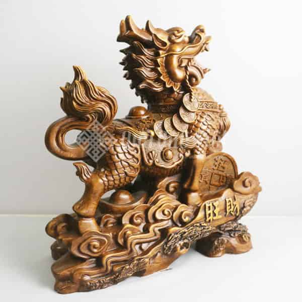 Cặp Kỳ Lân Gỗ Giả Linh Vật Phong Thuỷ