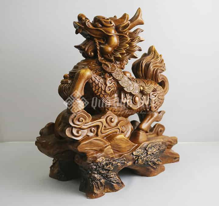 Cặp Kỳ Lân Gỗ Giả Linh Vật Phong Thuỷ