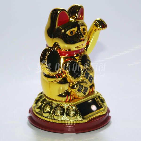 Mèo Thần Tài May Mắn Vẫy Tay Sử Dụng Pin Năng Lượng Mặt Trời