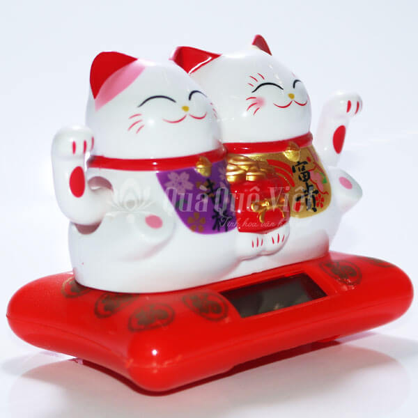 Mèo Thần Tài Vẫy Tay Mini Dùng Pin Năng Lượng Mặt Trời