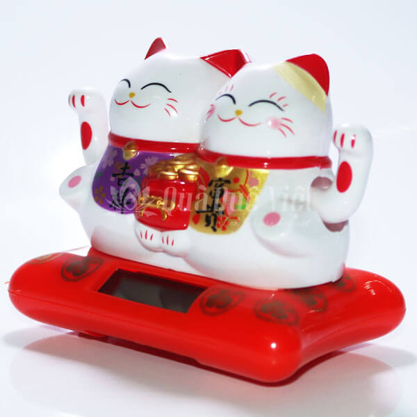 Mèo Thần Tài Vẫy Tay Mini Dùng Pin Năng Lượng Mặt Trời