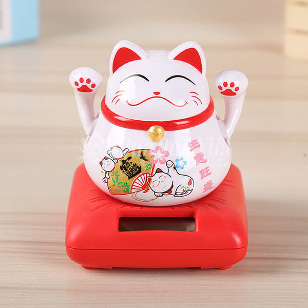 Mèo Thần Tài Mini Vẫy Tay Sử Dụng Pin Năng Lượng Mặt Trời