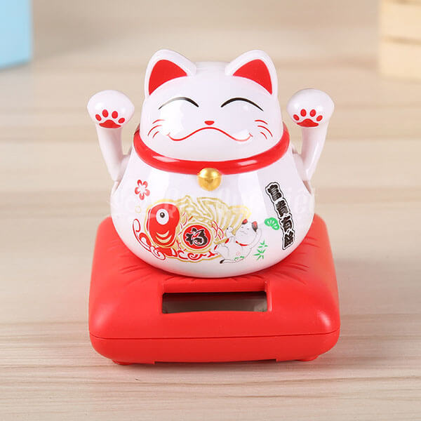 Mèo Thần Tài Mini Vẫy Tay Sử Dụng Pin Năng Lượng Mặt Trời