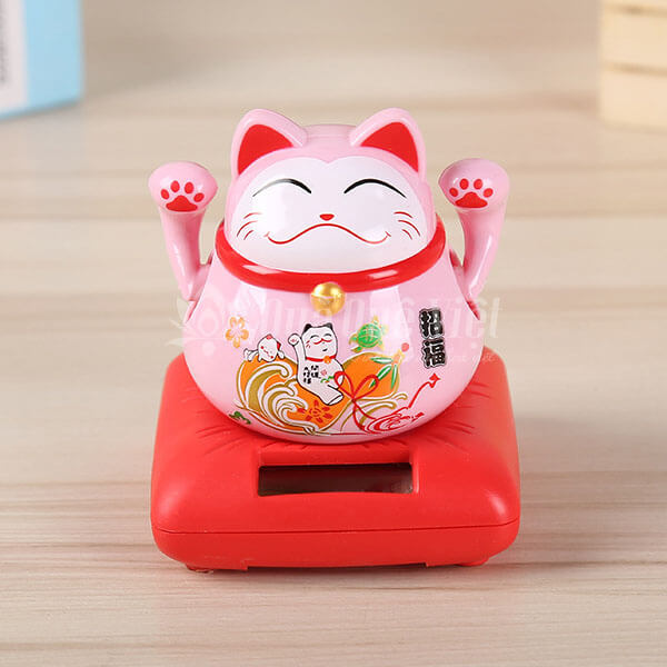 Mèo Thần Tài Mini Vẫy Tay Sử Dụng Pin Năng Lượng Mặt Trời