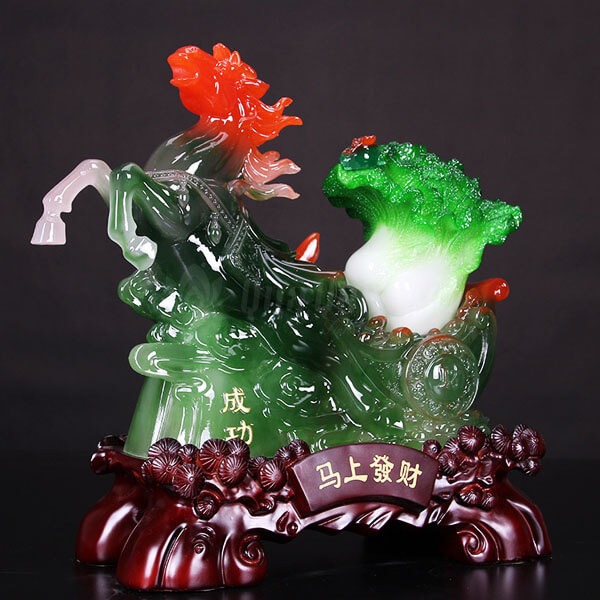 Ngựa Kéo Bắp Cải Đá Xanh Phong Thủy