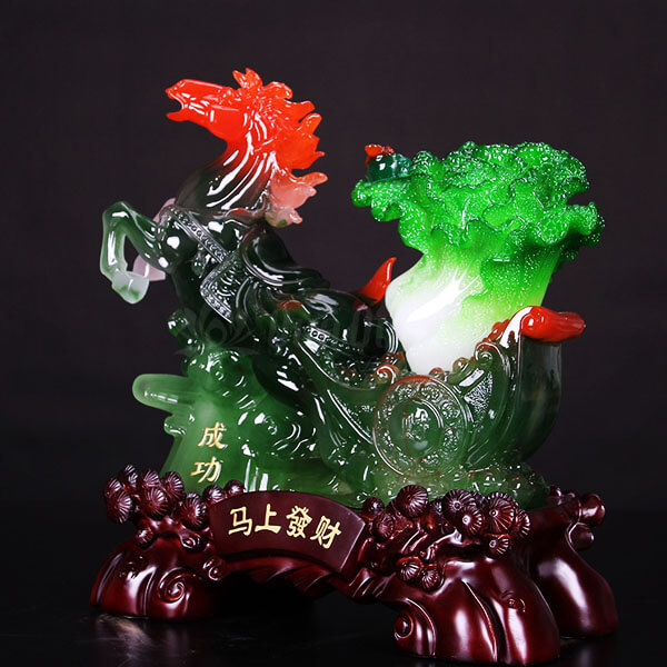 Ngựa Kéo Bắp Cải Đá Xanh Phong Thủy