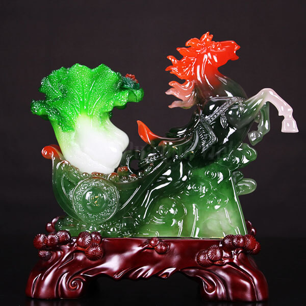 Ngựa Kéo Bắp Cải Đá Xanh Phong Thủy