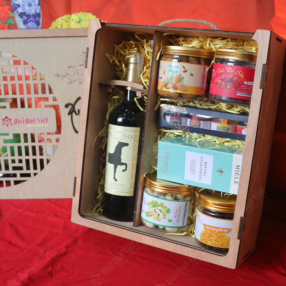 Set quà tết hộp gỗ 7 món - G1706