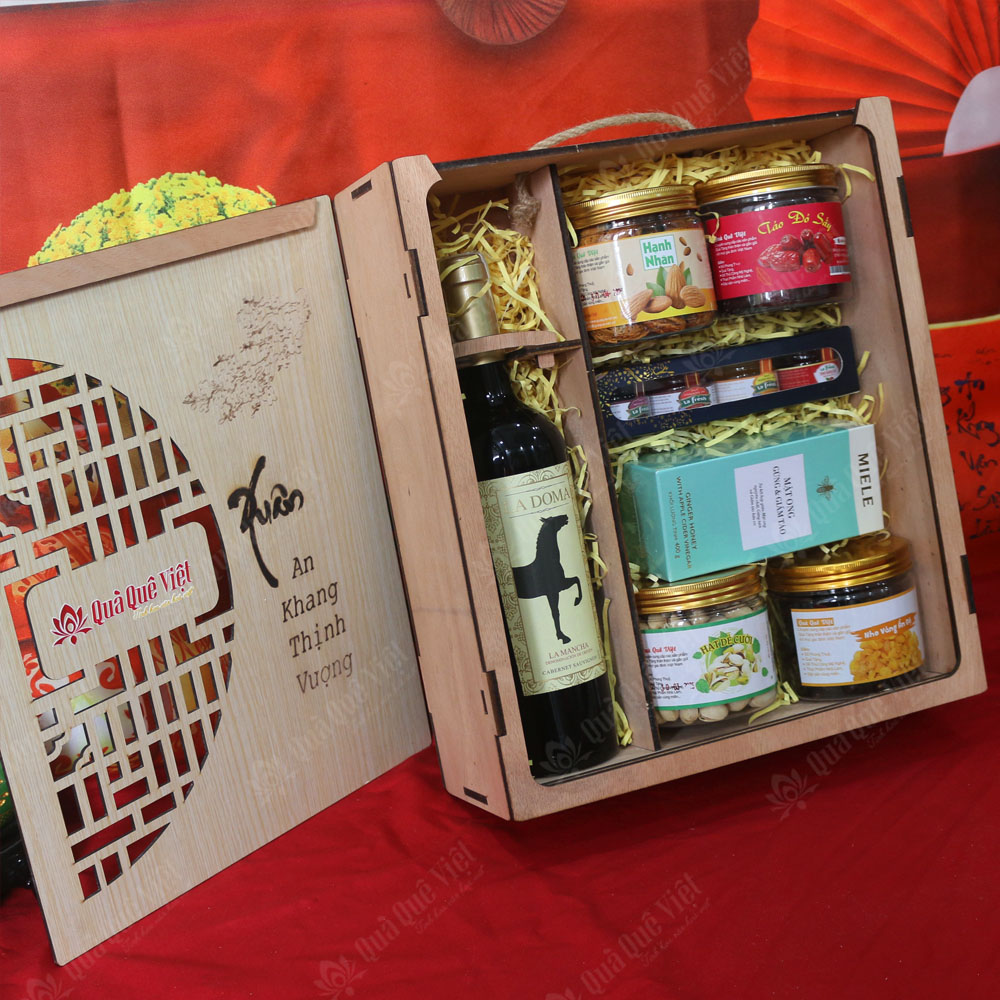 Set quà tết hộp gỗ 7 món - G1706