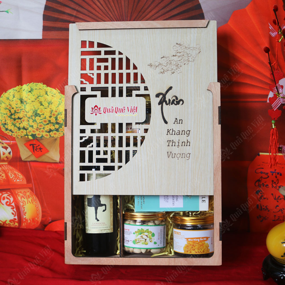 Set quà tết hộp gỗ 7 món - G1706