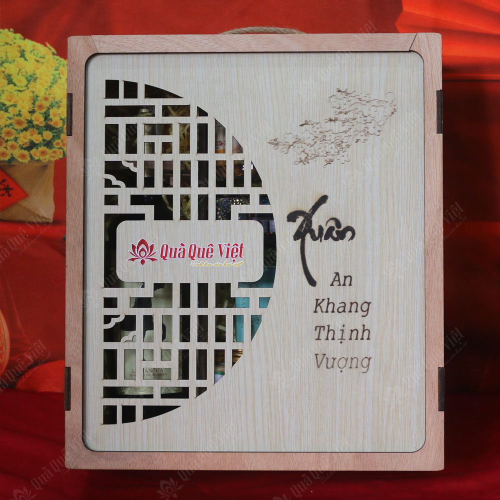 Set quà tết hộp gỗ 7 món - G1706