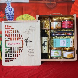 Set quà tết hộp gỗ 7 món - G1706