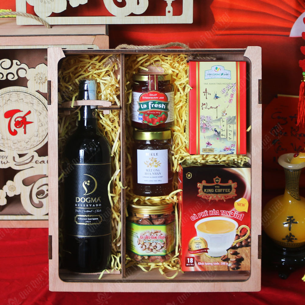 Set quà tết hộp gỗ 6 món - G1705
