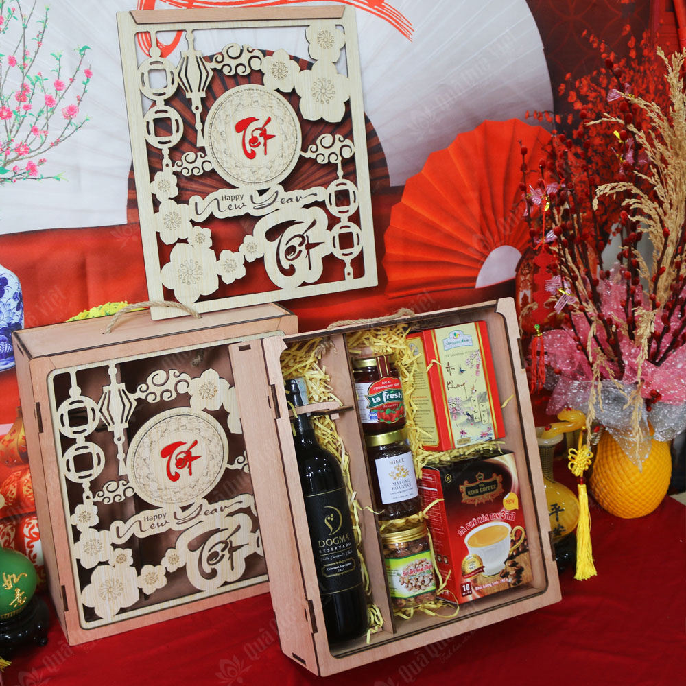 Set quà tết hộp gỗ 6 món - G1705