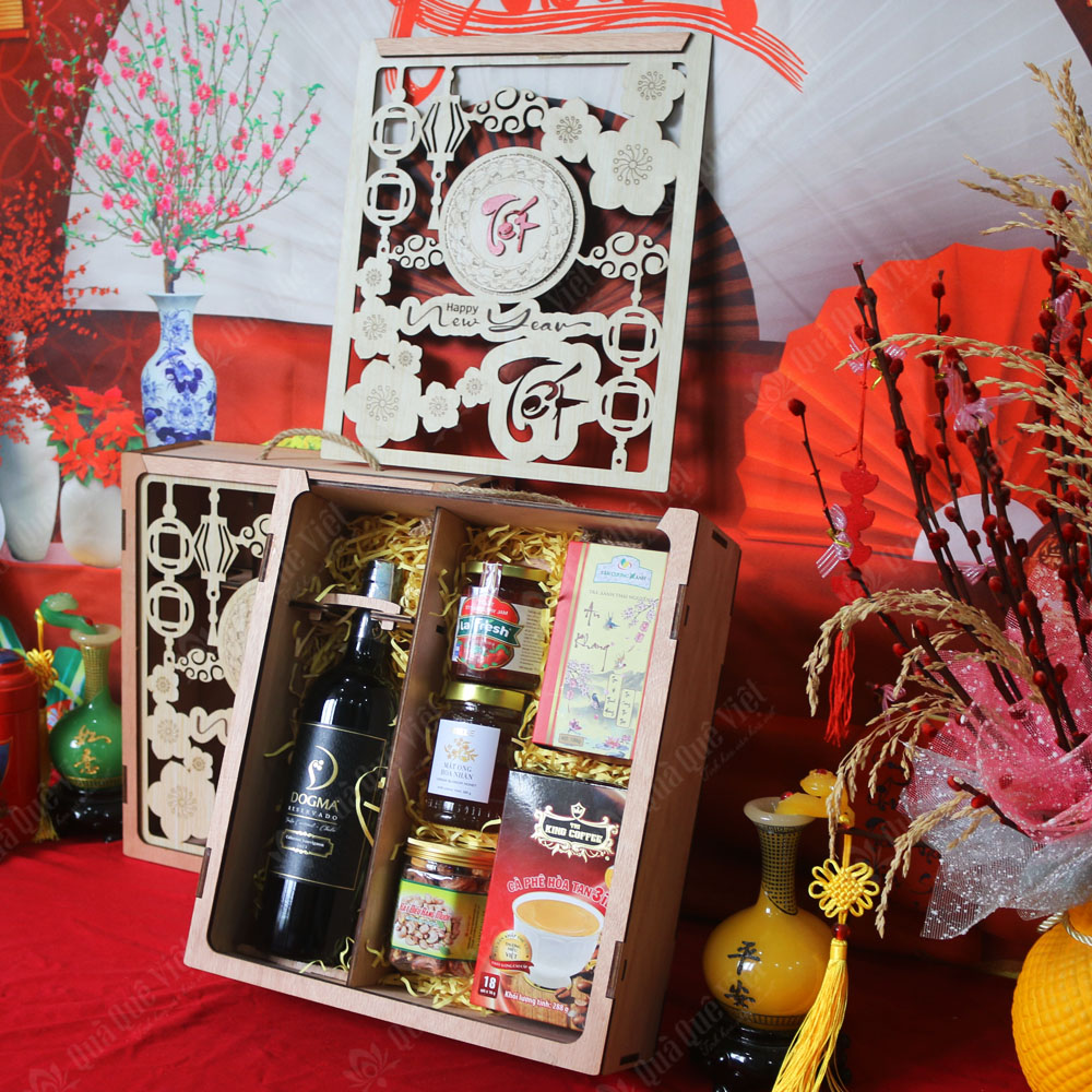 Set quà tết hộp gỗ 6 món - G1705