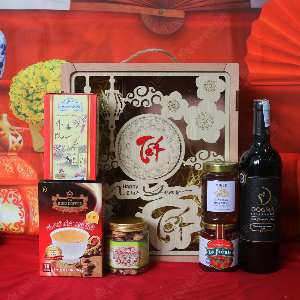 Set quà tết hộp gỗ 6 món - G1705
