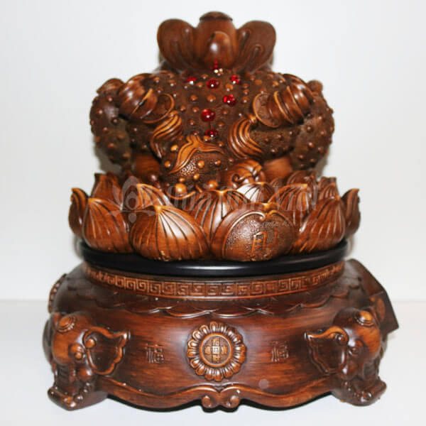 Thiềm Thừ Gỗ Ngậm Tiền Ngọc Ngự Hoa Sen