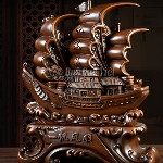 Thuyền Buồm Phong Thủy Vân Gỗ, Vật Phẩm Trang Trí  Tư Gia