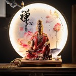 Thác Trầm Hương Đại Thế Chí Bồ Tát Có Vòng Tròn Led Kèm Đế Gỗ